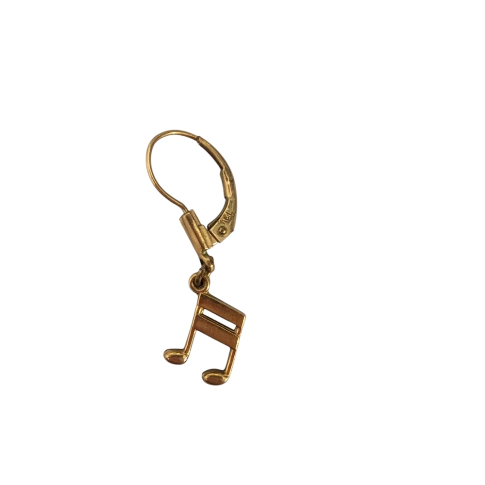 Vintage K&L Germany Gold Toned Costume Jewelry Music Note Earrings - Picture 12 of 16